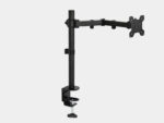Matte black heavy duty steel monitor mount with full motion articulating arm.