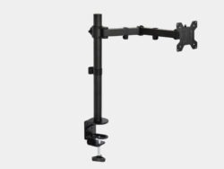 Matte black heavy duty steel monitor mount with full motion articulating arm.