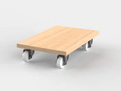 Furnotix wooden CPU trolley with wheels, light wood texture for tower PC.